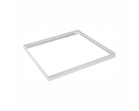 Hvid SpectrumLED-ramme til 60x60 LED-panel med åbent midterfelt, set skråt ovenfra; til direkte montering.