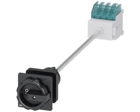 Siemens SENTRON 3LD 3-polet 16 A hovedafbryder med sort drejegreb, forbindelsesaksel og terminaldel.