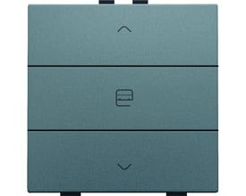 Niko motortryk i steel grey med symboler for op, stop og ned, designet til enkel motorstyring.