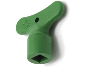 Broen nøgle til aftapningsventil i grøn plast med en Ø6,5 mm firkantet tilslutning og ergonomisk håndtag.