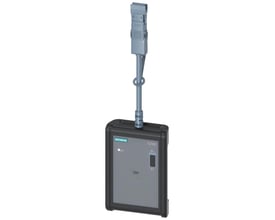 Siemens tripboks TD300 med tilslutningskabel til 3VA20-26 afbrydere, viser frontpanelet med knapper og logo.