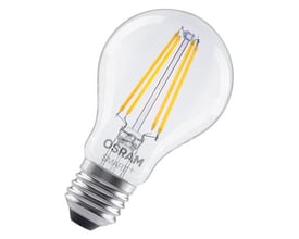 Ledvance Smart+ Matter LED-pære med klar glaskolbe, synlige LED-filamenter og E27-fatning, 6 W og WiFi.
