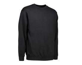 Bagfra-perspektiv af ID Identity GAME sweatshirt 0600 i sort, 70% bomuld/30% polyester, med langærmet pasform og rib ved ærme og bund.