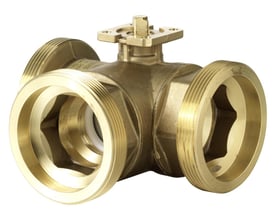 Siemens VBG60.50-73T 3-vejs kugleventil i messing med udvendigt gevind og T-boring, DN50, PN40.