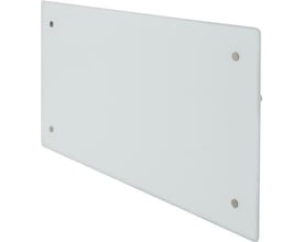 Adax Clea WiFi el-radiator i hvid med glasfront, 600W, 230V, vist fra siden med fokus på tynd profil og vægmontering.