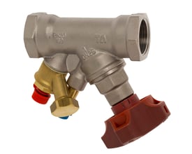 IMI TA STAD-D strengreguleringsventil i ametal med 3/4" muffetilslutninger og tydelige målepinde i messing.