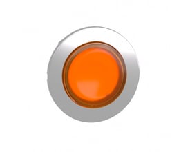 Schneider Electric Lampetrykhoved Flush ZB4F i orange med metalramme, designet til LED-belysning og flush montage.