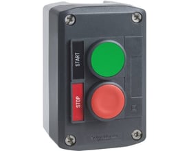 Schneider Electric trykknapkasse med START og STOP knapper, 1 grøn (NO) og 1 rød (NC), IP65.