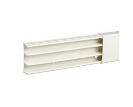Schneider Electric OptiLine minikanal i polarhvid PVC med 3 rum og dimensioner 25x60x2100 mm, vist på hvid baggrund.