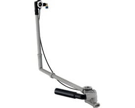 Geberit til/afløbsgarniture til badekar med excenter-kontrol og vandlås i grå og sort plast med 730mm længde.