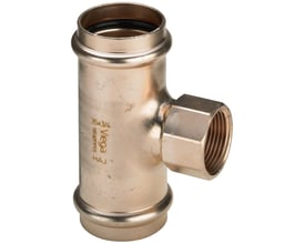 Viega Sanpress Inox T-stykke 35 x 3/4" i CuNi10Fe1,6Mn-legering, ideel til havvandsapplikationer og skibsbyggeri.