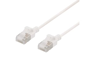 DELTACO U/FTP Cat6a patch kabel i hvid, 3 meter langt med en diameter på kun 3,8mm.