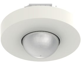 Schneider Electric LK KNX Høj Loft Pir 360° til indbygning i hvid, med en kuppelformet detektorlinse.