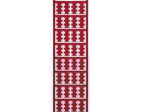 Weidmüller SlimFix SFX 14/23 ledningsmærker i rød, opdelt i rækker og kolonner for nem overskuelighed.