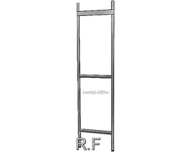 Linjetegning af Metro Therm H-stativ til 160 liters cabinet vandvarmer, med teksten Lumsvigh-Müller og R.F. synlig.
