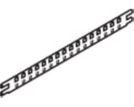 Lauritz Knudsen LexCom 19'' gulvkabelaflastningsskinne i stål, 800 mm, med mange udstansede huller til kabelstyring.
