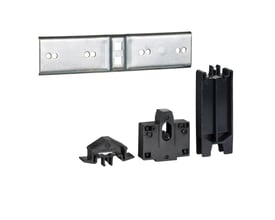 Schneider Electric mekanisk spærring til LC1/LP1D80-95 kontaktorer, viser de individuelle dele og monteringspladen.