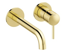 Damixa Osier/Merkur udvendige rosetter til indbygning af håndvask med 180 mm poleret messing tud og etgrebsbetjening.