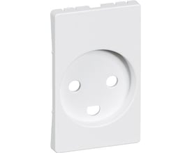 LK FUGA afdækning til stikkontakt med jord i hvid, 1½ modul, med antibakteriel overflade, vist forfra.