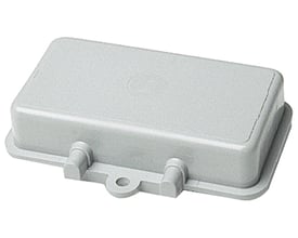 Procon blinddæksel med snor B10, fremstillet af pulverlakeret aluminium i grå farve, IP65-klassificeret og 16A 500V.