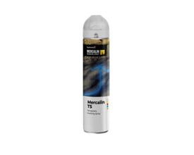 Mercalin TS markeringsspray på 600ml dåse, egnet til midlertidig afmærkning på asfalt, beton, græs og grus.