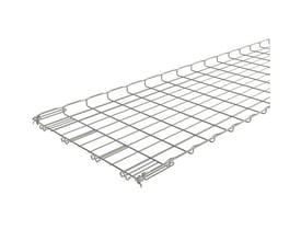 Detaljeret vinkel af Legrand gitterbakke FC med rustfri 304L materiale og Fasclic+ samlingsdetaljer.