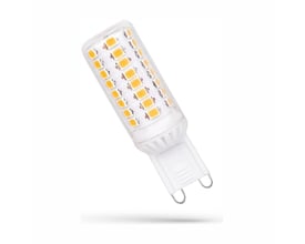 SpectrumLED G9 LED-pære på 4,5 W med hvid sokkel og synlige LED-elementer under klar kappe.