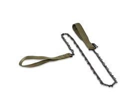 Grøn hånddrevet kædesav X-Long på 93cm med to håndtag i nylon og metal. Produktet vises uden emballage.