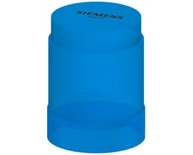 Siemens 8WD4 signallampe i blå farve med integreret LED, 50 mm diameter og konisk form.