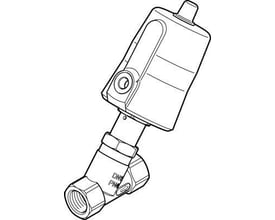 Festo skråsædeventil VZXF-L-M22C-M-B-G12-130-M1-V4V4T-50-40 med pneumatisk aktivering og soft tætning, viser ventilhus og tilslutninger.