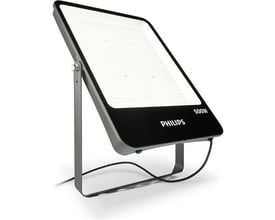 Philips Ledinaire BVP166 LED-projektør med hvid lysflade, gråt beslag og synligt kabel, set skråt forfra.