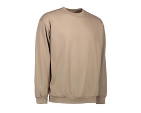 ID Identity GAME sweatshirt i sand farve med rund hals og lange ærmer i størrelse 4XL, vist på hvid baggrund.