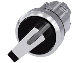 Siemens 22mm lysbar omskifter i hvid metal med rund, højglans front og låsende funktion.