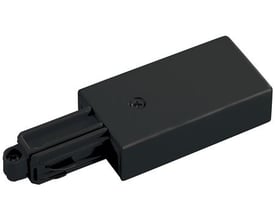 Square 1F 230V tilslutning i sort plast med synlig skrue på oversiden og monteringsdetaljer i front.