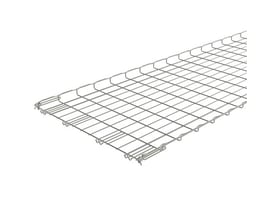 Detalje af Legrand gitterbakke FC 30/600-RS, viser den galvaniserede overflade og netstrukturen i 316L rustfrit stål.