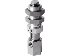 Festo ESH-HDL-6-G holder til vakuumsuger med øget højdekompensator og vakuumtilslutning på siden.