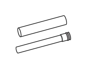 Tegning af Vaillant EcoTEC forlængerrør i to dele, der viser den indvendige og udvendige rørdel til 80/125 mm.