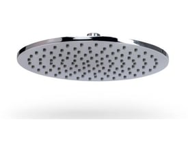 Moderne krom hovedbruser med en diameter på 250 mm og standard 1/2" tilslutning, vist på hvid baggrund.