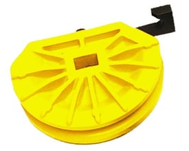Rems bukkehoved med gul glidestykke og sort håndtag til præcis bukning af rør med 20mm diameter og 75mm bukkeradius.