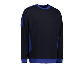 ID Identity Pro wear sweatshirt i navyblå med blå kontrastpaneler på ærmerne og ribkant.