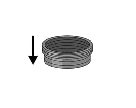 Nicoll Friaphon overgangstætningsring Ø78 mm x 75 mm, vist med en pil, der indikerer monteringsretning.