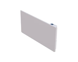 Ebeco Wallflex elradiator 600 WiFi, 400W, 230V, vist med siden til fra en lav vinkel, med fokus på dens digitale farvedisplay og hvide design.