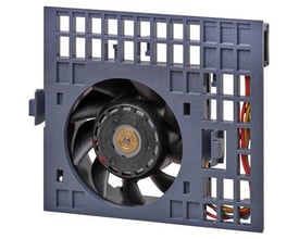 Siemens Sinamics S210 udskiftningsfan FSC 6SL3260-0AC00-0AA0 til 400V 3AC, viser blæser med grå plastramme og ledninger.