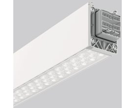 RZB Linedo 21W LED armatur i hvid med 3350 lumen og 4000K lysfarve, vist med synlig LED-modul og stikforbindelse.