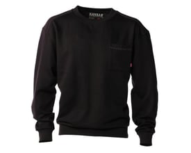 Kansas Match sweatshirt i sort, str. S, med brystlomme og ribkanter ved ærmer og bund.