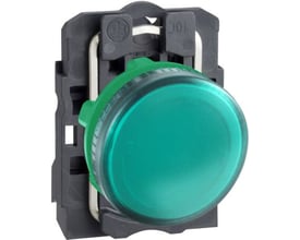 Schneider Electric Harmony Style 5 grøn signallampe med sort kunststof hus og Protected LED teknologi, til <250V.
