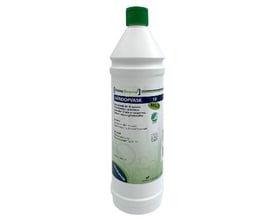 PrimeSource opvaskemiddel Mild 10 på 1 liter i en hvid plastflaske med grønt skruelåg. Mærket med 'HANDOPVASK MILD 10'.