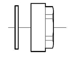 Teknisk tegning af Kierulff Gabotherm slutmuffe med 3/4" indvendigt gevind, viser dimensioner og samlingsdetaljer.