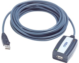 ATEN aktiv USB 2.0 forlængerkabel på 5 meter med en grå kabel og en sort USB-A-stik i den ene ende.