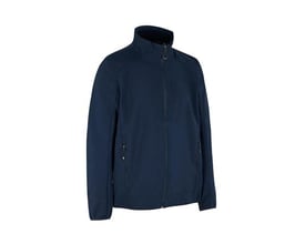 ID Identity navy softshell jakke i str. L med lynlås og høj hals, vist fra siden på hvid baggrund.